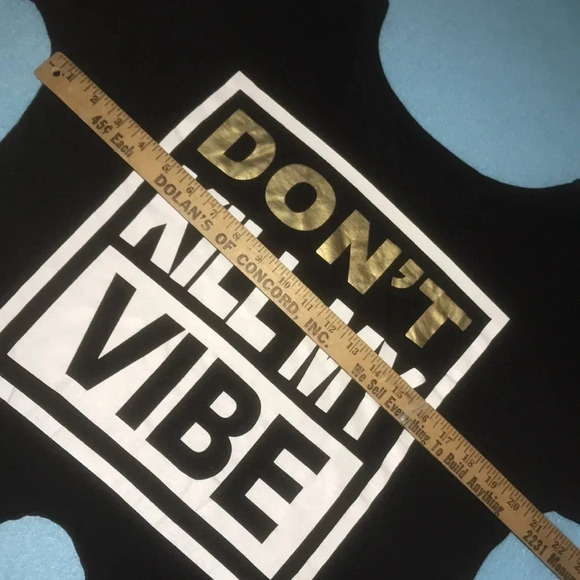 FREEZE crop top “Don’t Kill My Vibe” ties at bottom short sleeve T-shirt size M - Picture 6 of 6